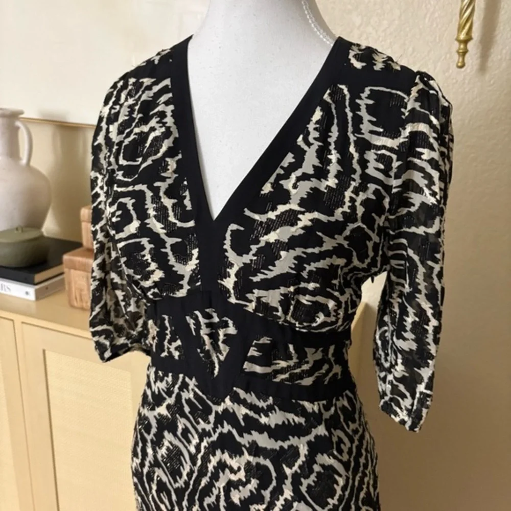 BA&SH‎ Adore Black Textured Midi Dress Size XS